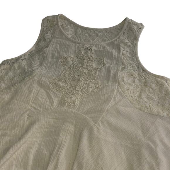 Free People Tiered Tank Top Sleeveless with Lace Detail White Size Small - Picture 2 of 7